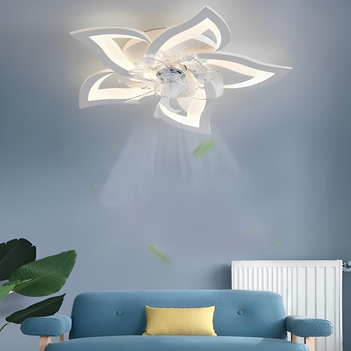 Ceiling Fan Acrylic LED 89.0 cm Black White Bedroom Living Room Flush Mount Lighting With Remote Control | Thomler
