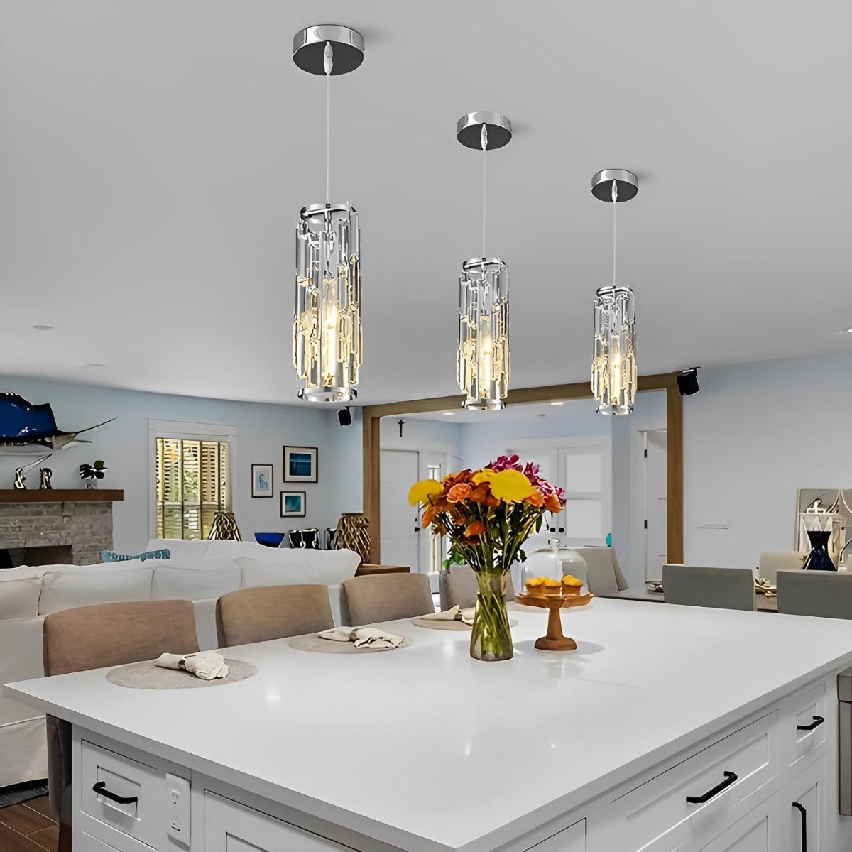 Pendant Light Crystal Glass E27 10.0 cm Adjustable Kitchen Island Dining Room Hanging Ceiling Lamp Industrial Retro | Thomler