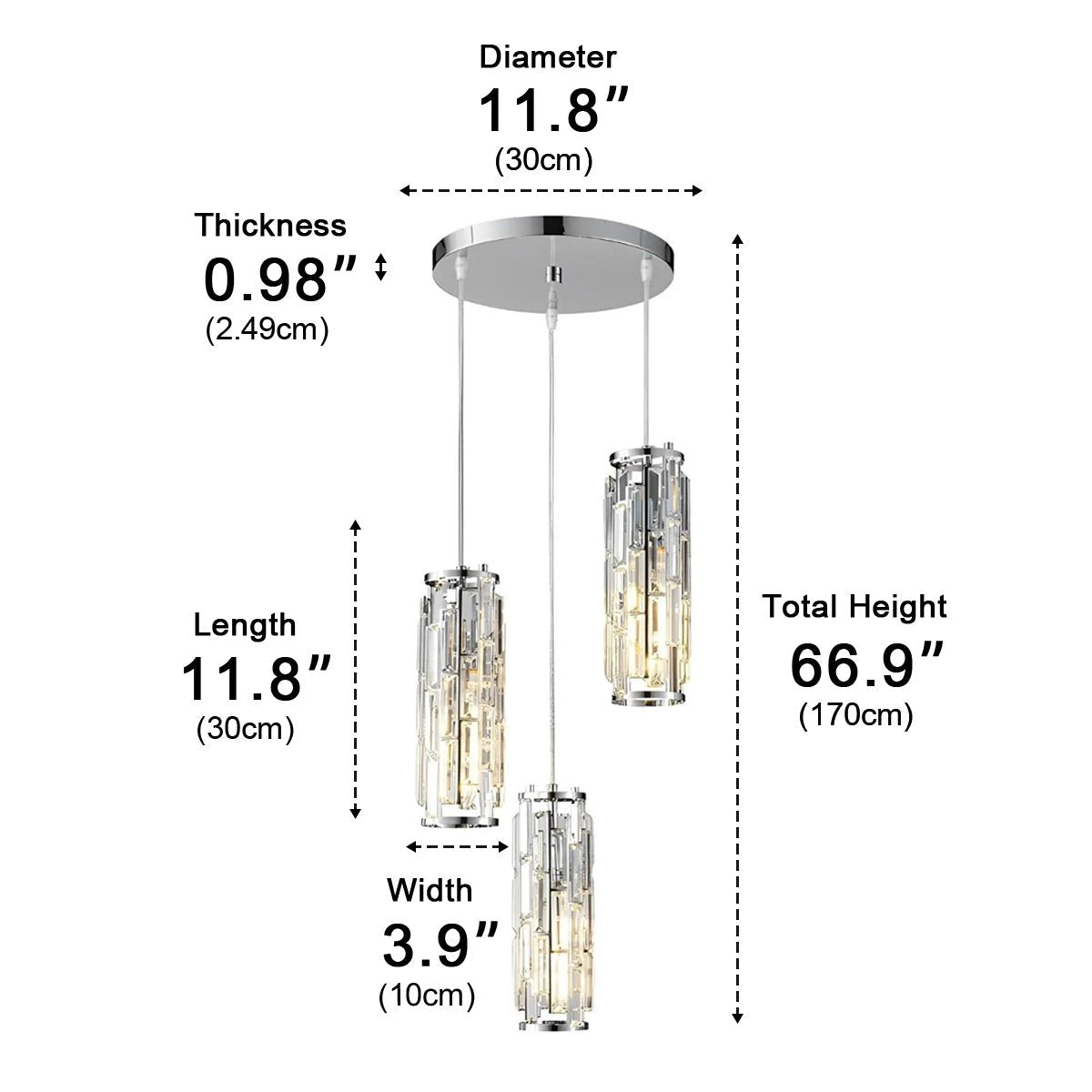 Pendant Light Crystal Glass E27 10.0 cm Adjustable Kitchen Island Dining Room Hanging Ceiling Lamp Industrial Retro | Thomler