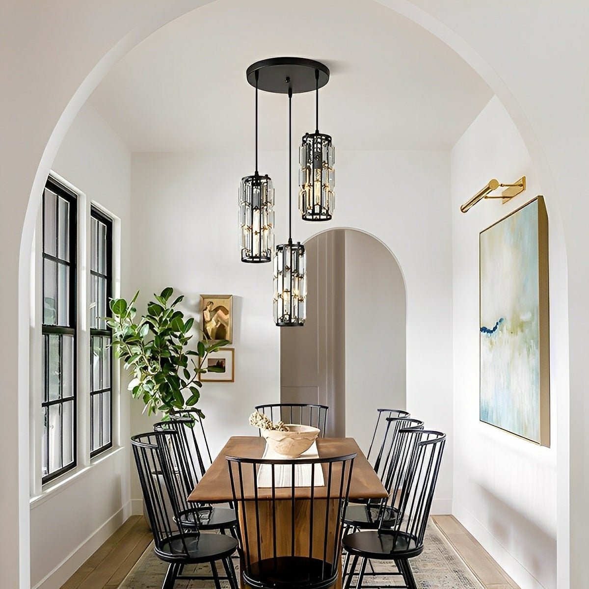 Pendant Light Crystal Glass E27 10.0 cm Adjustable Kitchen Island Dining Room Hanging Ceiling Lamp Industrial Retro | Thomler