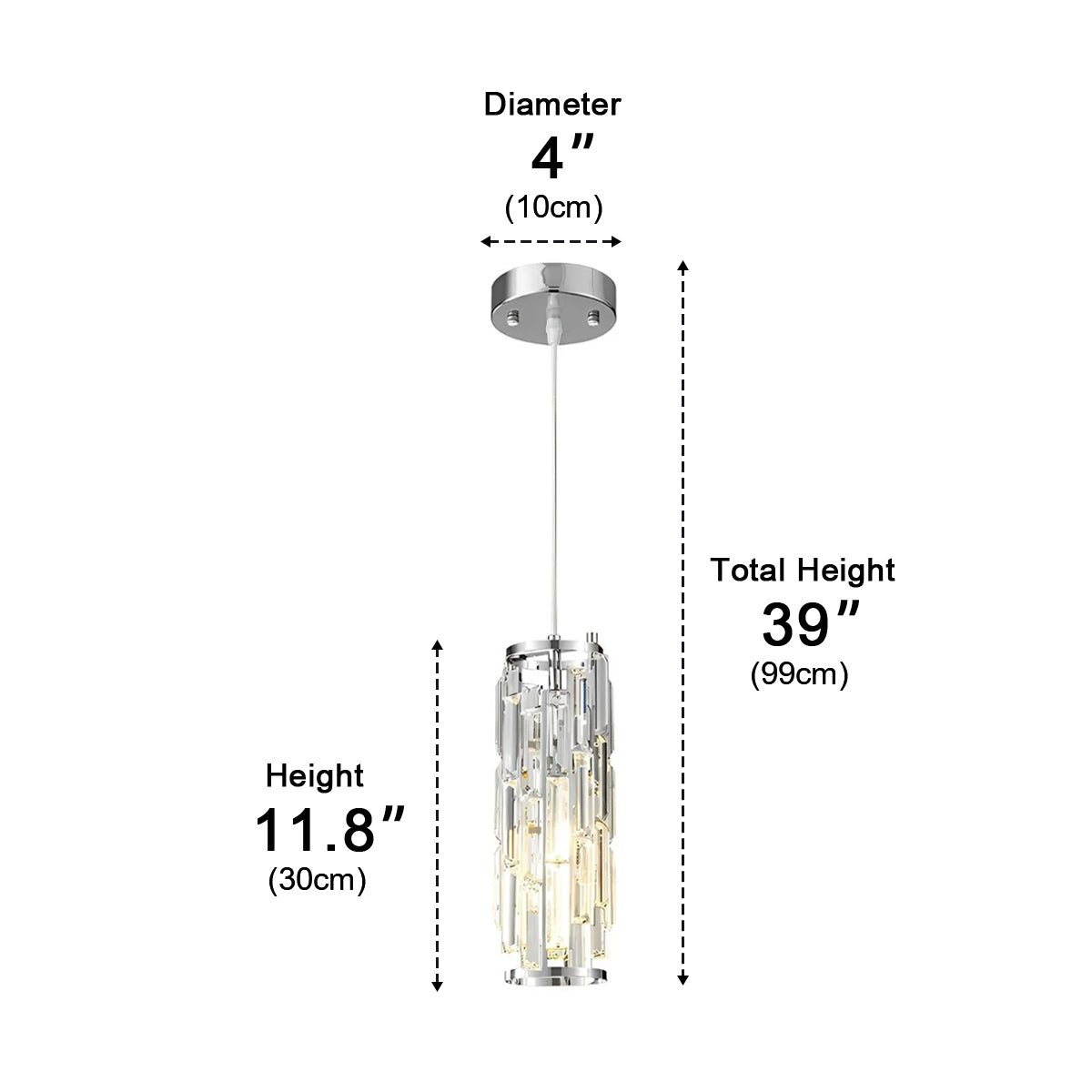 Pendant Light Crystal Glass E27 10.0 cm Adjustable Kitchen Island Dining Room Hanging Ceiling Lamp Industrial Retro | Thomler