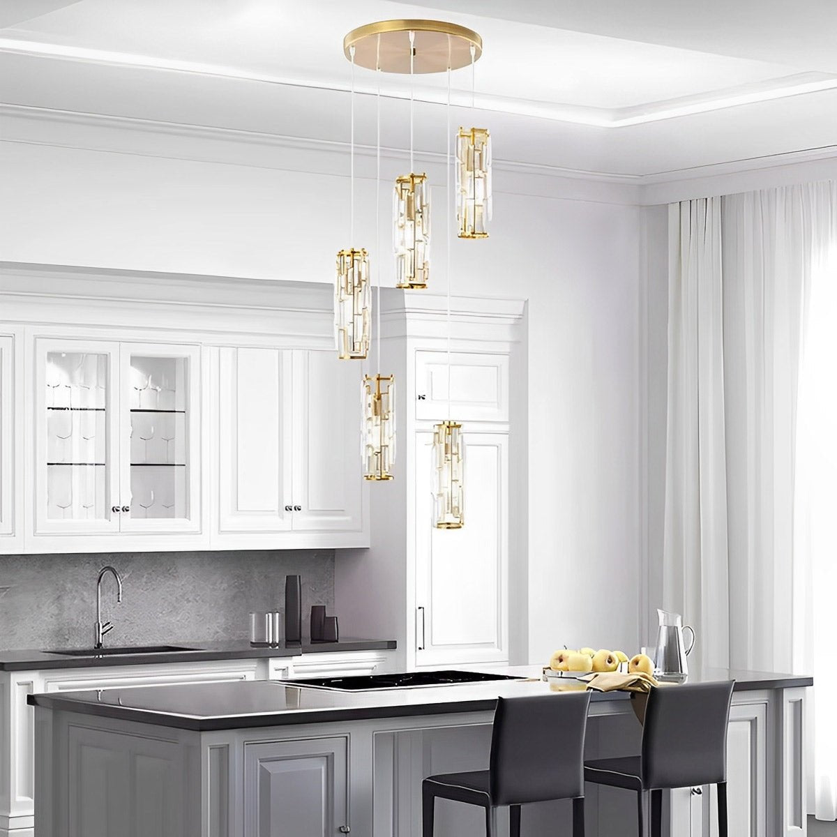 Pendant Light Crystal Glass E27 10.0 cm Adjustable Kitchen Island Dining Room Hanging Ceiling Lamp Industrial Retro | Thomler