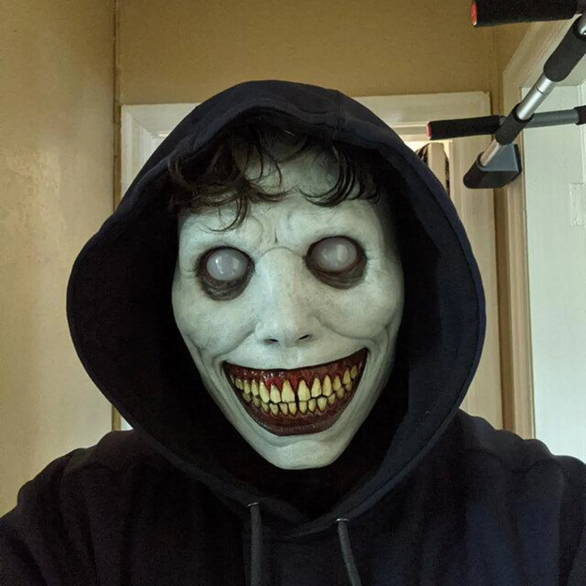 Sinister Grinning Demon Mask with White Eyes for Halloween Costume Party Cosplay Horror Theme Event Scary Face Cover Adult Unisex | Thomler