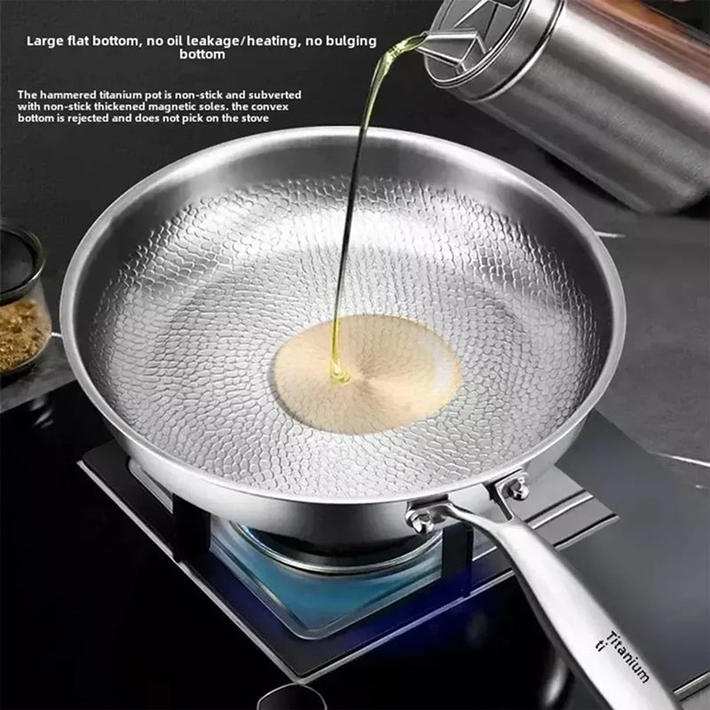Titanium Skillet with Textured Surface for Gas Electric Induction Stovetops Oven Safe Metal Utensil Friendly Chemical Free Cookware | Thomler