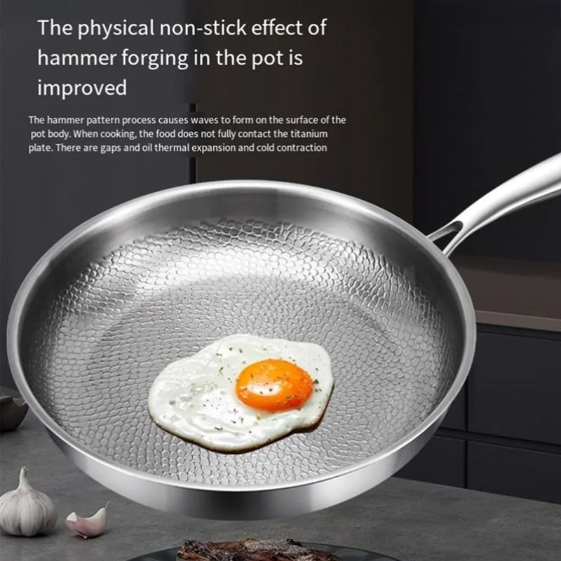Titanium Skillet with Textured Surface for Gas Electric Induction Stovetops Oven Safe Metal Utensil Friendly Chemical Free Cookware | Thomler