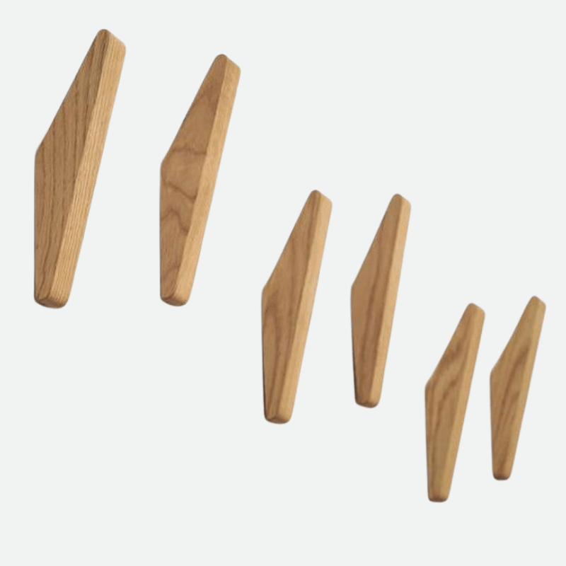 Natural Wood Wall Hooks with Rustic Two-Tone Grain Finish – Simple Mount Design for Entryway & Bedroom | Thomler
