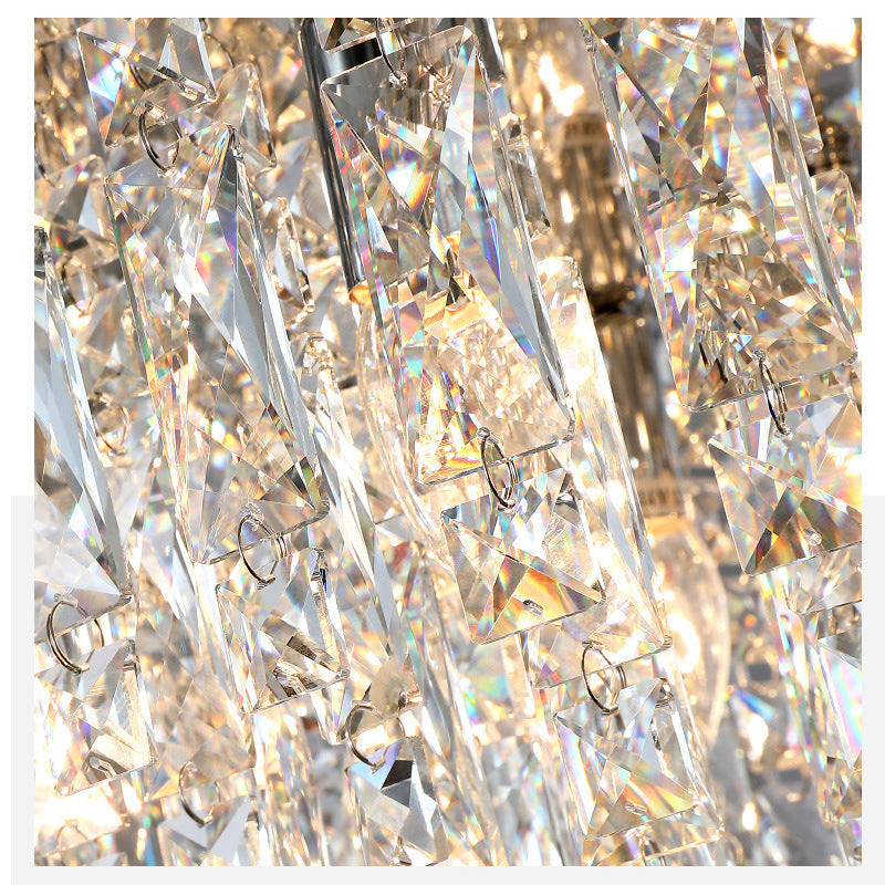 Tiered Crystal Chandelier with LED Lights – Adjustable Height Dining Room Ceiling Fixture in Gold or Silver Finish | Thomler