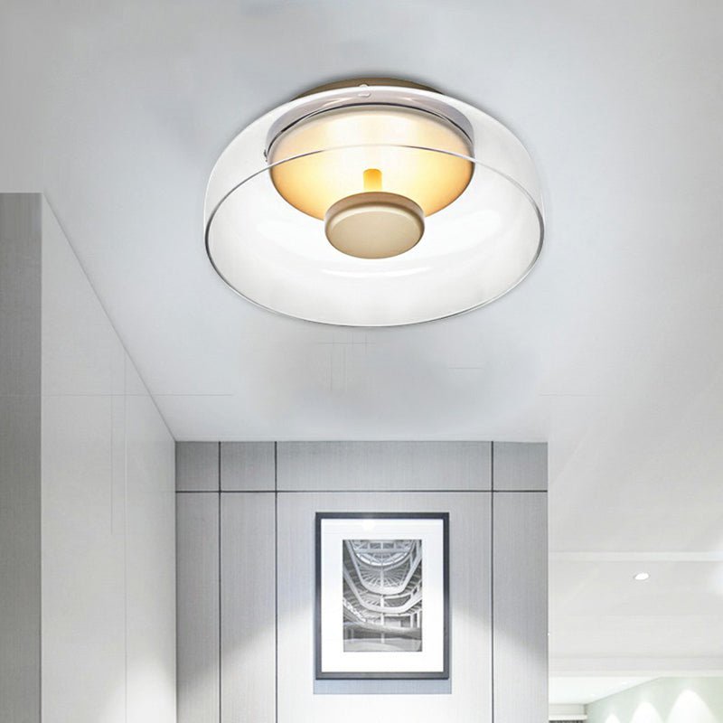 Glass Flush Mount LED Ceiling Light Fixture – Warm White Overhead Lighting for Entryway, Bedroom & Living Room – Modern Metal Frame | Thomler