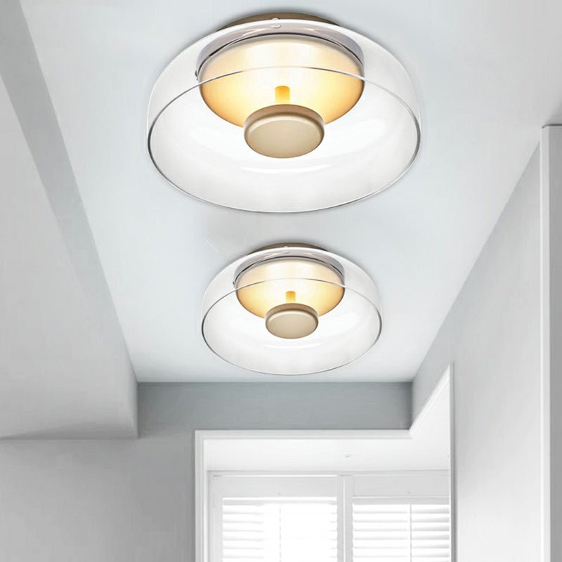 Glass Flush Mount LED Ceiling Light Fixture – Warm White Overhead Lighting for Entryway, Bedroom & Living Room – Modern Metal Frame | Thomler