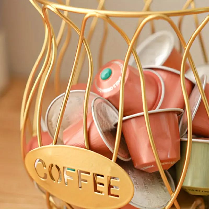 Metal Wire Coffee Capsule Organizer Stand with Handle – Single Serve Pod Storage Rack for Kitchen Counter | Thomler