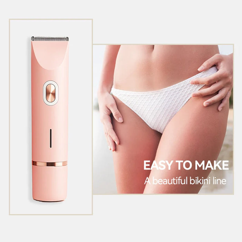 Rechargeable Women's Body Trimmer with Ceramic Blades for Sensitive Skin | Dual Head Cordless Grooming Tool for Bikini Area | Waterproof | Thomler