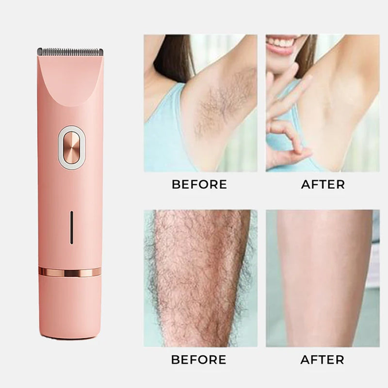 Rechargeable Women's Body Trimmer with Ceramic Blades for Sensitive Skin | Dual Head Cordless Grooming Tool for Bikini Area | Waterproof | Thomler