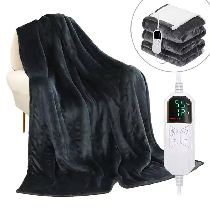 Electric Heated Throw Blanket with 9 Heat Settings & Auto Timer – Dual-Sided Flannel & Sherpa, Washable, Fast Heating, Overheat Protection | Thomler