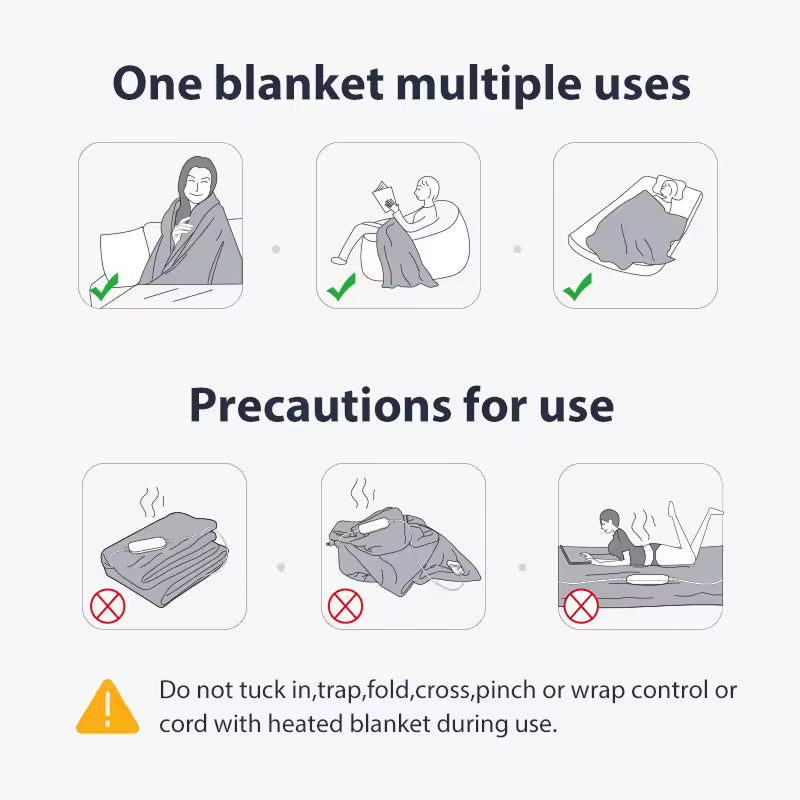 Electric Heated Throw Blanket with 9 Heat Settings & Auto Timer – Dual-Sided Flannel & Sherpa, Washable, Fast Heating, Overheat Protection | Thomler