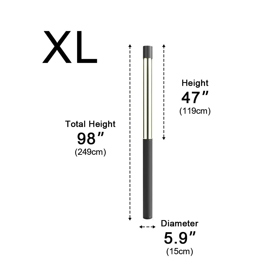 Tall Black Aluminum Bollard Fixture 3000K LED Hardwired for Driveway Lawn Yard Garden Pathway 31-138 Inch | Thomler