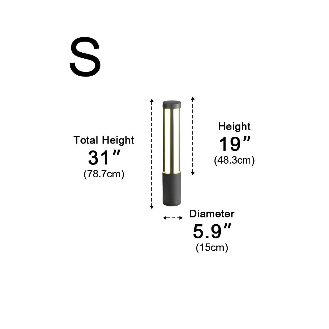 Tall Black Aluminum Bollard Fixture 3000K LED Hardwired for Driveway Lawn Yard Garden Pathway 31-138 Inch | Thomler