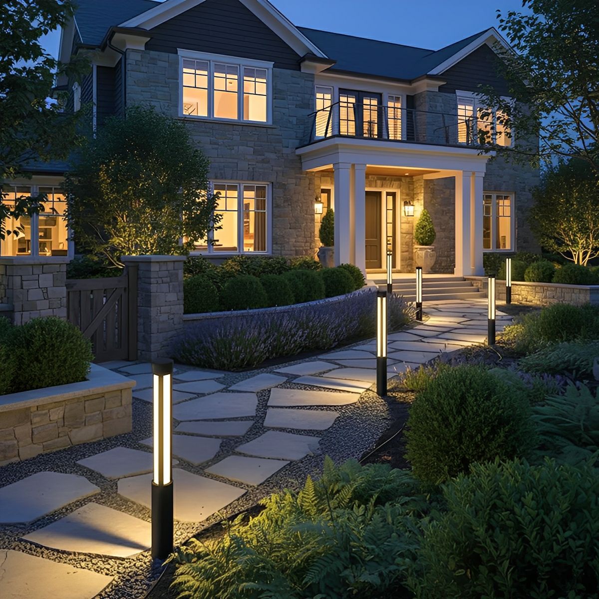 Tall Black Aluminum Bollard Fixture 3000K LED Hardwired for Driveway Lawn Yard Garden Pathway 31-138 Inch | Thomler