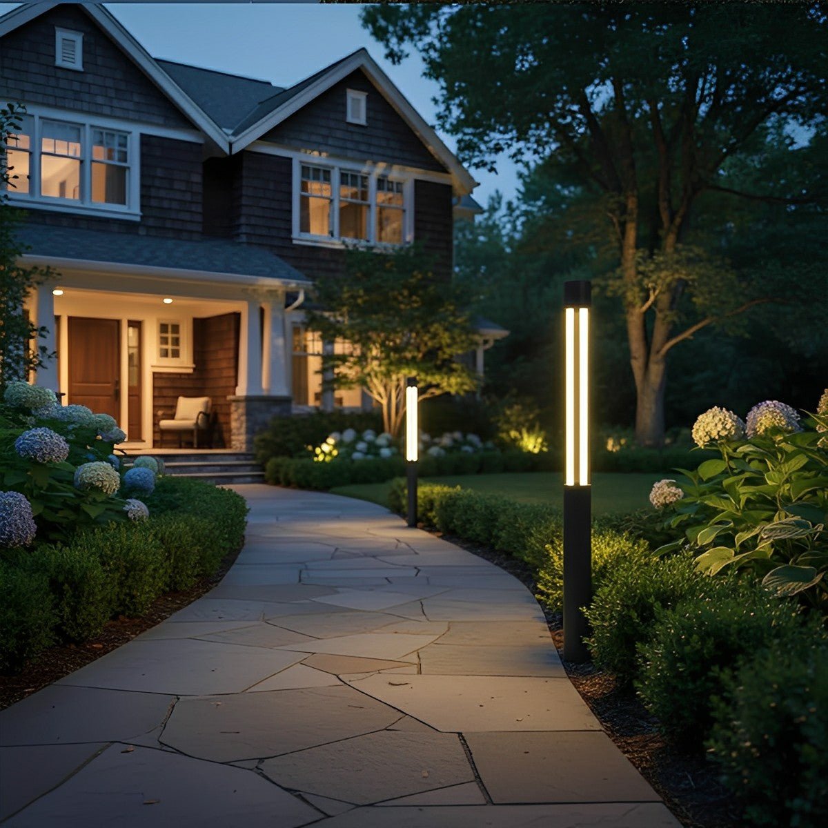 Tall Black Aluminum Bollard Fixture 3000K LED Hardwired for Driveway Lawn Yard Garden Pathway 31-138 Inch | Thomler