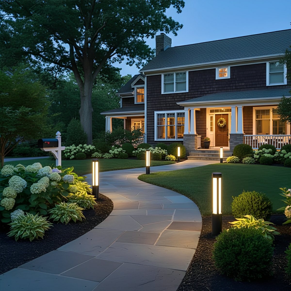 Tall Black Aluminum Bollard Fixture 3000K LED Hardwired for Driveway Lawn Yard Garden Pathway 31-138 Inch | Thomler
