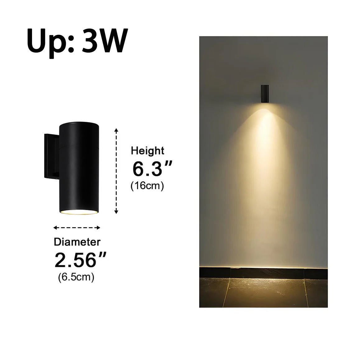 LED Black Aluminum Outdoor Wall Sconce for Porch Garden Patio | Dual Beam or Single | IP65 All-Weather | 3W 6W 9W 12W 18W Options | Thomler
