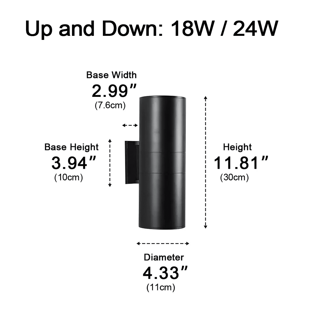 LED Black Aluminum Outdoor Wall Sconce for Porch Garden Patio | Dual Beam or Single | IP65 All-Weather | 3W 6W 9W 12W 18W Options | Thomler