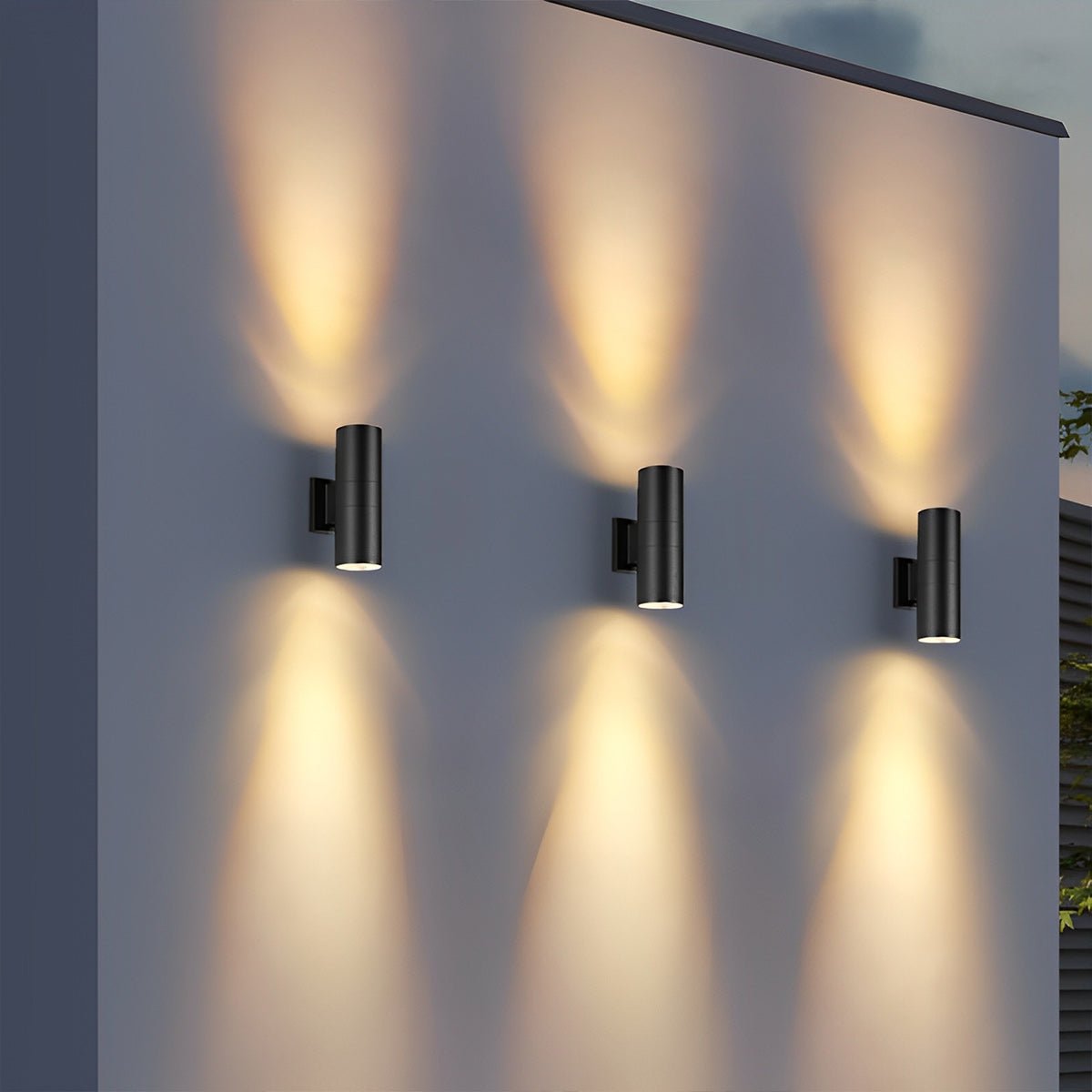 LED Black Aluminum Outdoor Wall Sconce for Porch Garden Patio | Dual Beam or Single | IP65 All-Weather | 3W 6W 9W 12W 18W Options | Thomler