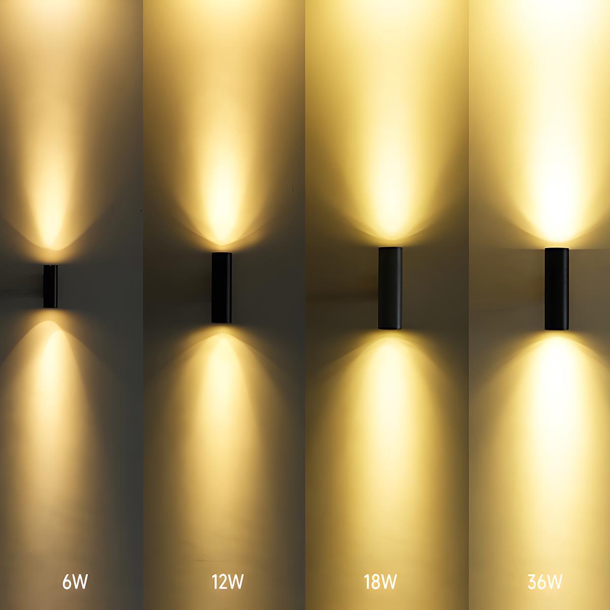 LED Black Aluminum Outdoor Wall Sconce for Porch Garden Patio | Dual Beam or Single | IP65 All-Weather | 3W 6W 9W 12W 18W Options | Thomler