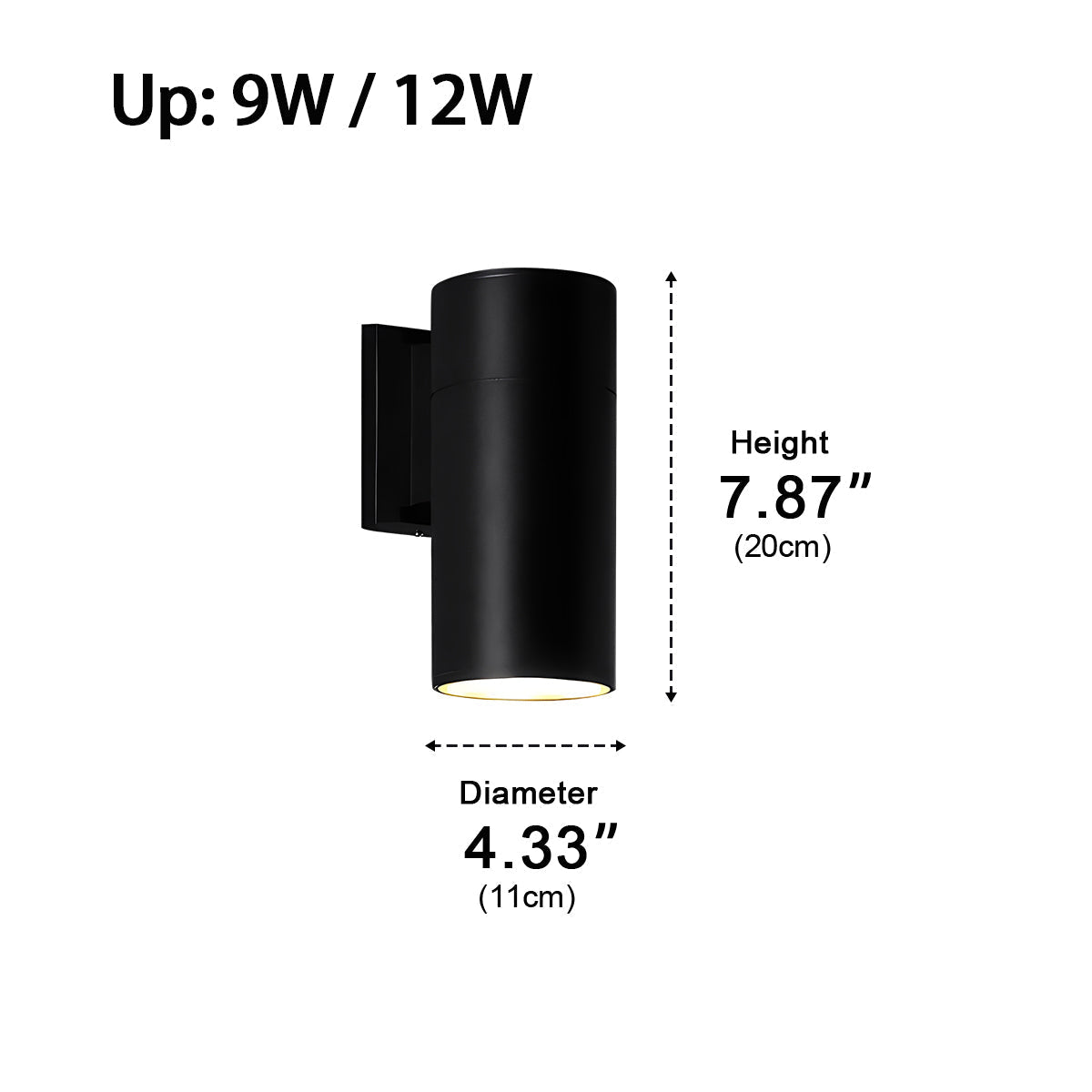 LED Black Aluminum Outdoor Wall Sconce for Porch Garden Patio | Dual Beam or Single | IP65 All-Weather | 3W 6W 9W 12W 18W Options | Thomler