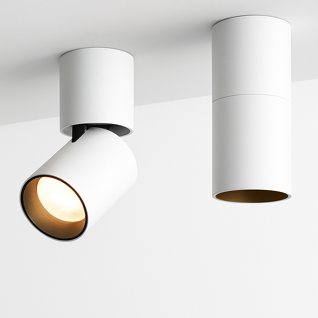 Adjustable Swivel Cylinder LED Spotlight Fixture - Rotating 360° Tiltable Accent Light for Walls & Ceilings - Brushed Aluminum Directional | Thomler