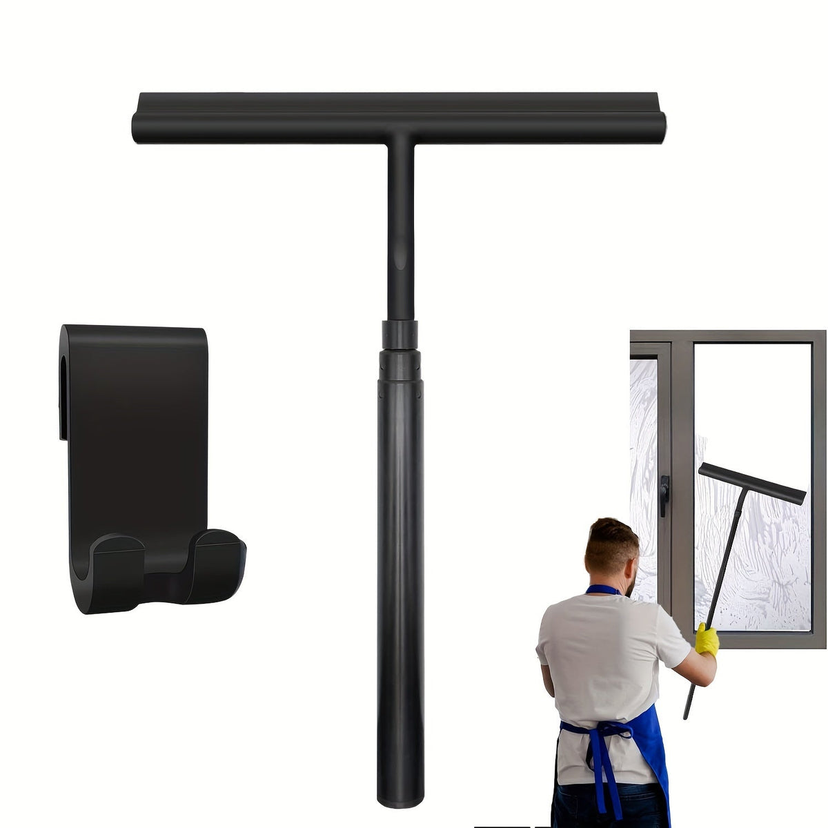 Telescoping Bathroom Squeegee with Wall Mount – Glass & Tile Cleaner for Shower, Tub & Floor | Thomler