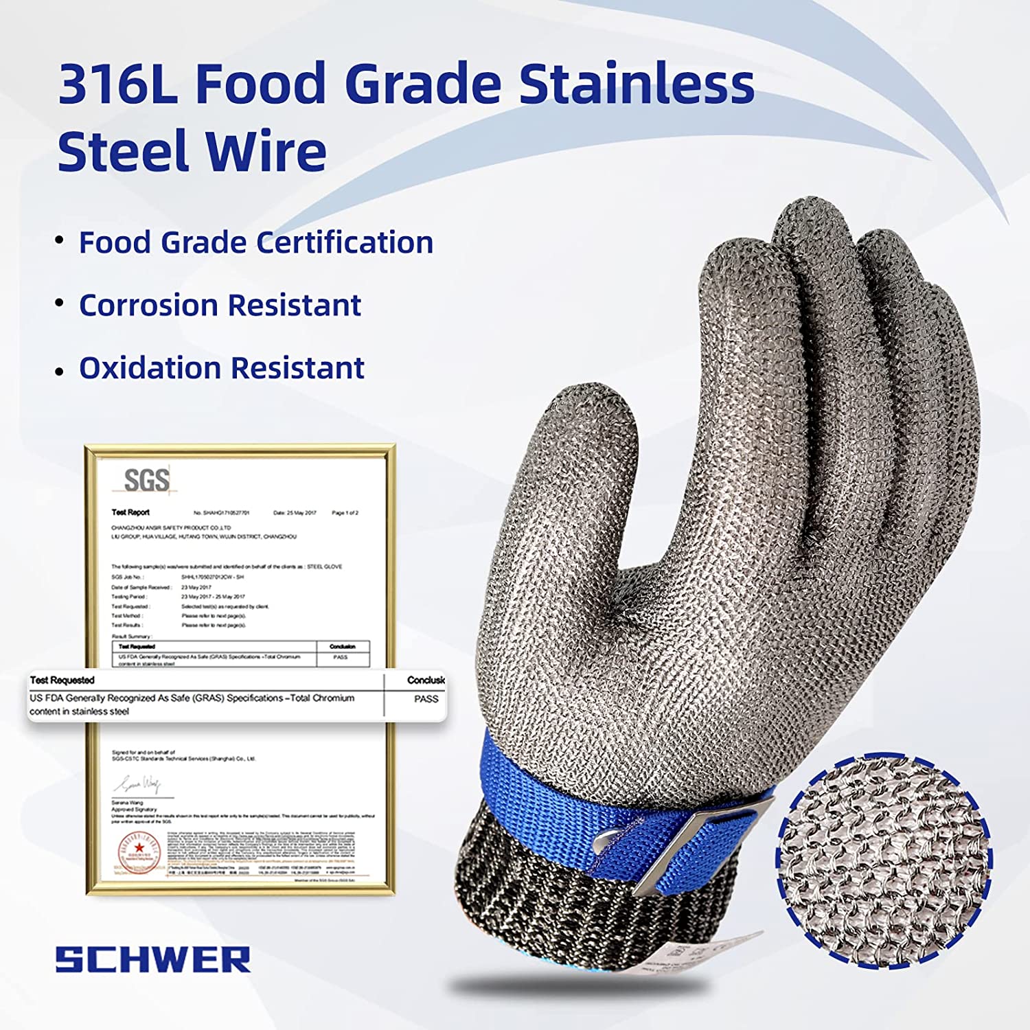 Cut-Resistant Stainless Steel Mesh Safety Glove for Kitchen, Oyster Shucking, Fishing & Food Prep | Thomler