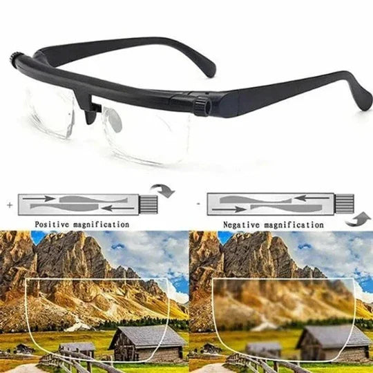 Dial-Adjustable Reading Glasses with Variable Focus Lenses for Near and Far Vision Clarity | Thomler