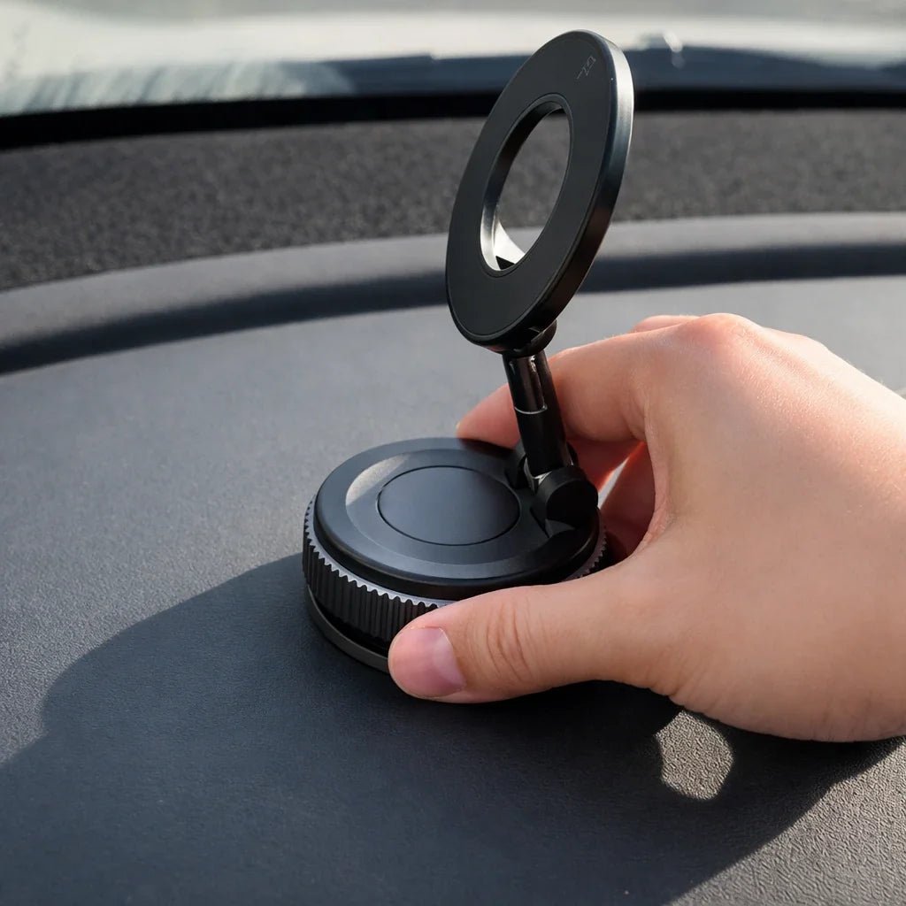 Car Dashboard Cell Phone Mount with 360° Rotation and Vacuum-Lock Base for iPhone & Android | Hands-Free Windshield Holder | Thomler