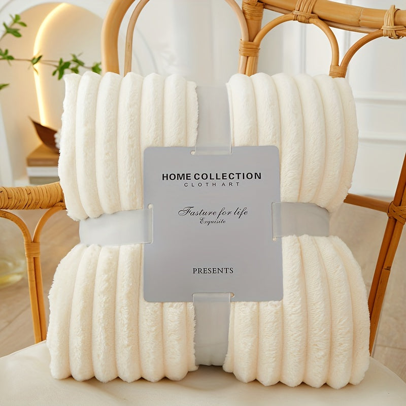 Fleece Blanket Polyester Flannel Lightweight Sofa Bed Throw Modern Solid Colour Warm Winter Living Room Bedding | Thomler