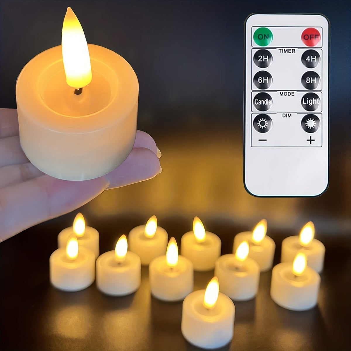 Flickering LED Flameless Tea Lights with Remote Control & Auto-Off Timer for Home Decor | Thomler