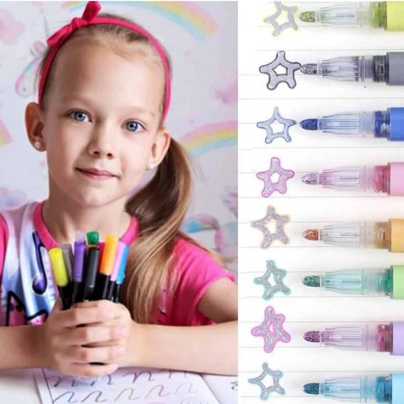 Dual-Tip Metallic Art Markers for Kids – Vibrant Colors for Glass, Paper & Acrylic Projects | Thomler