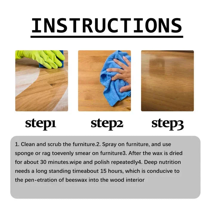 Furniture Polish Spray with Pure Beeswax for Wood Care – Restores Shine & Removes Buildup on Cabinets, Tables, Chairs – Non-Toxic Formula | Thomler