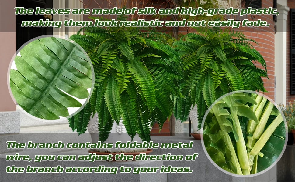 Hanging Faux Fern Plant Set – UV-Proof Outdoor Greenery 18-Piece Waterproof Vine Bundle for Patio Pergola Fence Garden Porch Decor Indoor | Thomler