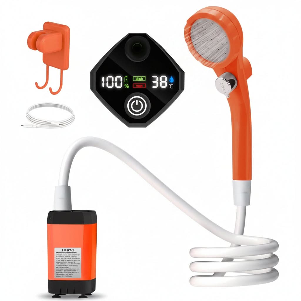Rechargeable Camp Shower Pump with Digital Screen for RV & Outdoor Travel | Thomler