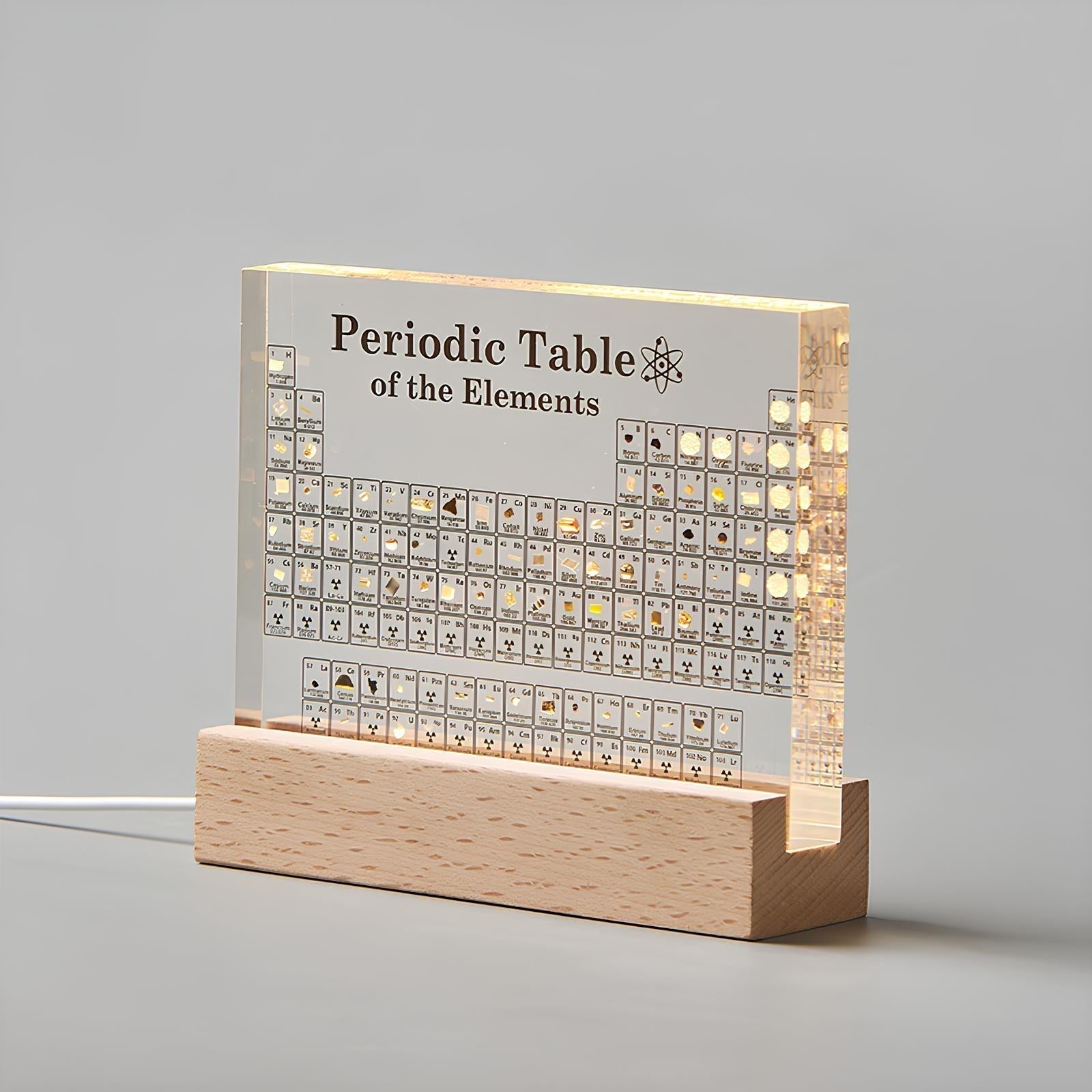 Illuminated Chemistry Display with 83 Authentic Element Specimens | Educational Desk Decor Acrylic Periodic Table Light for Science Lovers | Thomler