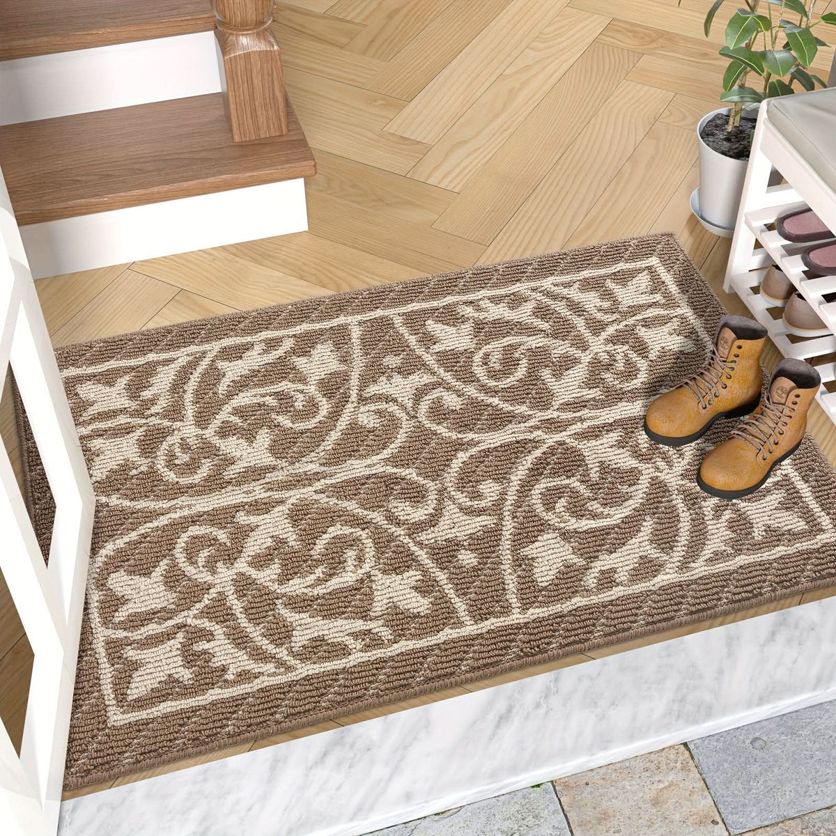 Entryway Mat with Non-Slip Rubber Backing – Low Profile Door Mat for Indoor Use – Traps Dirt & Moisture – Machine Washable | Thomler