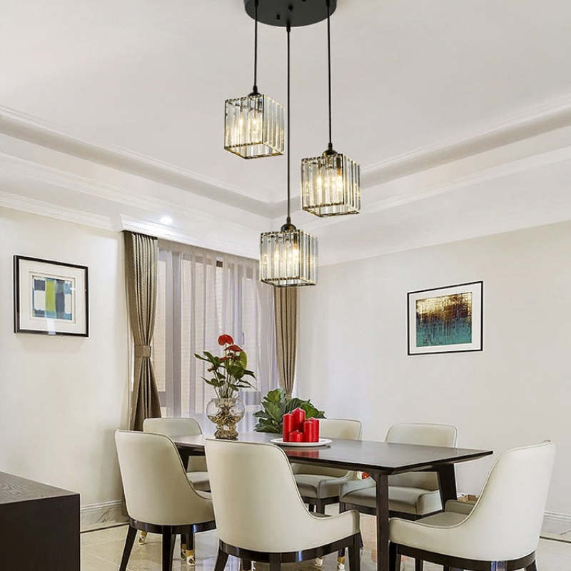 Modern Metal & Glass Pendant Light – Adjustable Cord – Black or Gold Finish for Dining Room & Living Room | Thomler