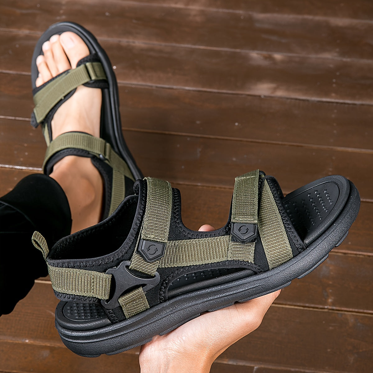 Men's Breathable Hiking Sandals with Adjustable Straps & Non-Slip Rubber Sole for Outdoor Adventures, Camping, Trekking & Trail Walking | Thomler
