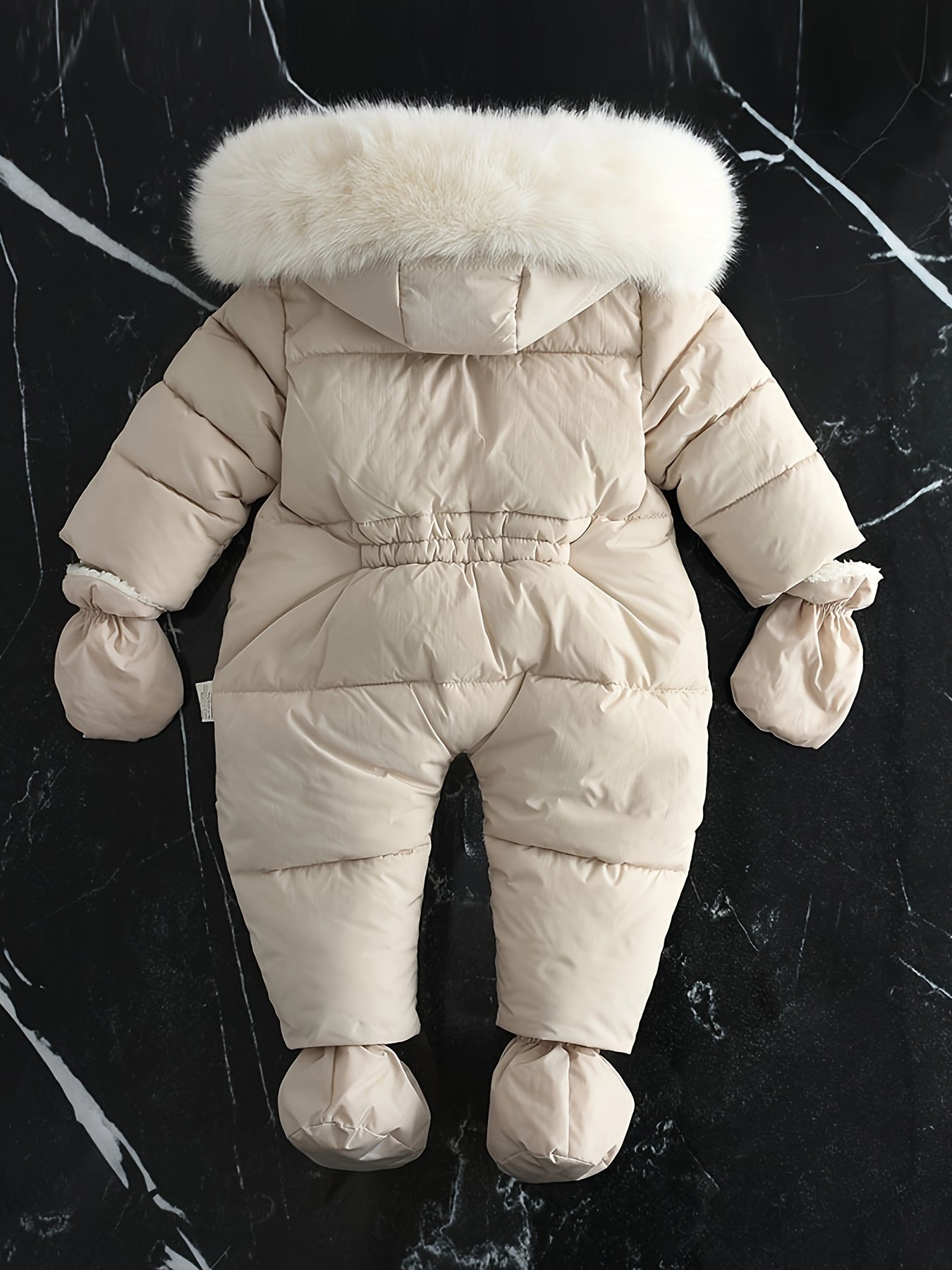 Baby Romper Polyester Cotton Padded Hooded Winter Snowsuit Grey Outdoor Newborn Pram Suit With Hand Warmers | Thomler
