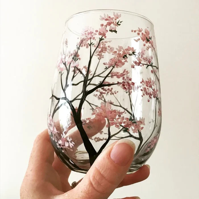 Hand-Painted Seasonal Tree Wine Glasses – Artisan Stemware with Four Seasons Design for Home & Gift | Thomler