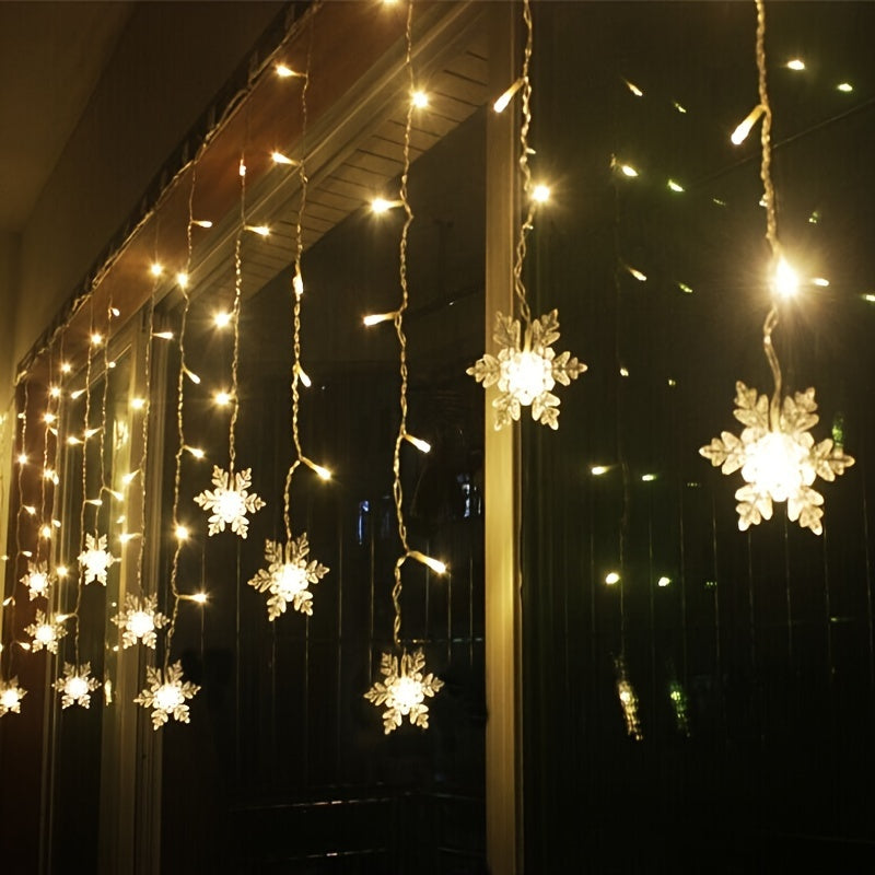 Snowflake String Lights | USB-Powered Holiday Decor with Multi-Color Glow | 13 ft Festive Strand for Christmas Tree, Window & Banister | Thomler