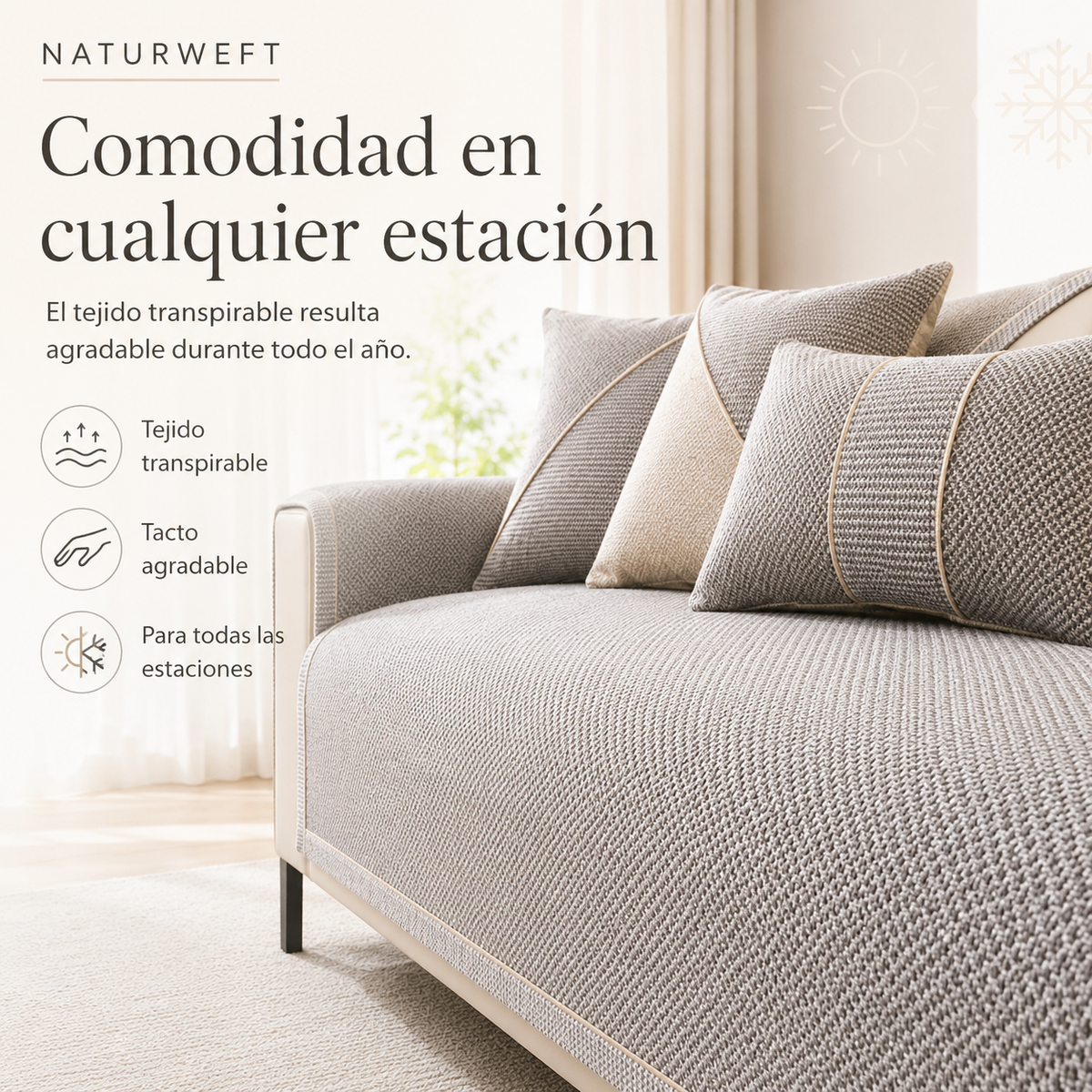 Quilted Stay-Put Furniture Throw with Latex Grip – Mix-and-Match Protection for Couch Seats, Backs & Arms | Thomler