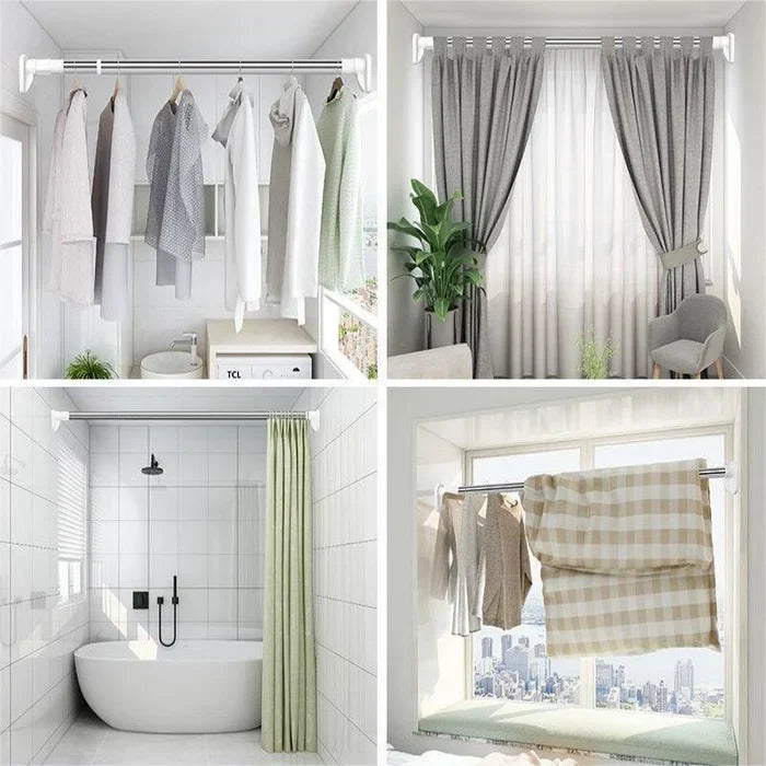 Adjustable Tension Rod Stainless Steel No-Drill 28-47 Inch Expandable Spring-Loaded Shower Curtain Closet Pole | Thomler