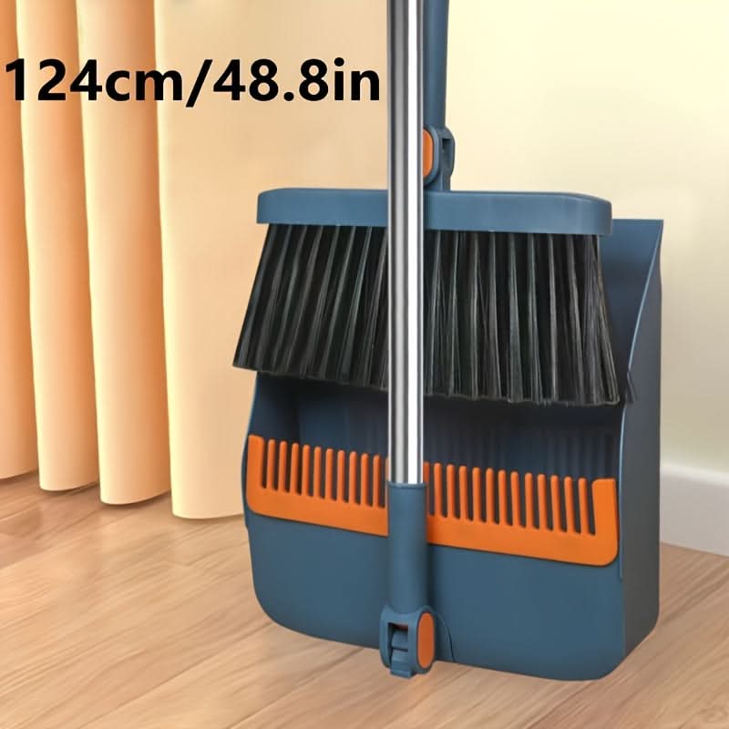 Upright Sweep & Scoop Set with Extended Handle for Floors & Tile – Standup Design, Pet Hair Pickup, Space-Saving Storage | Thomler