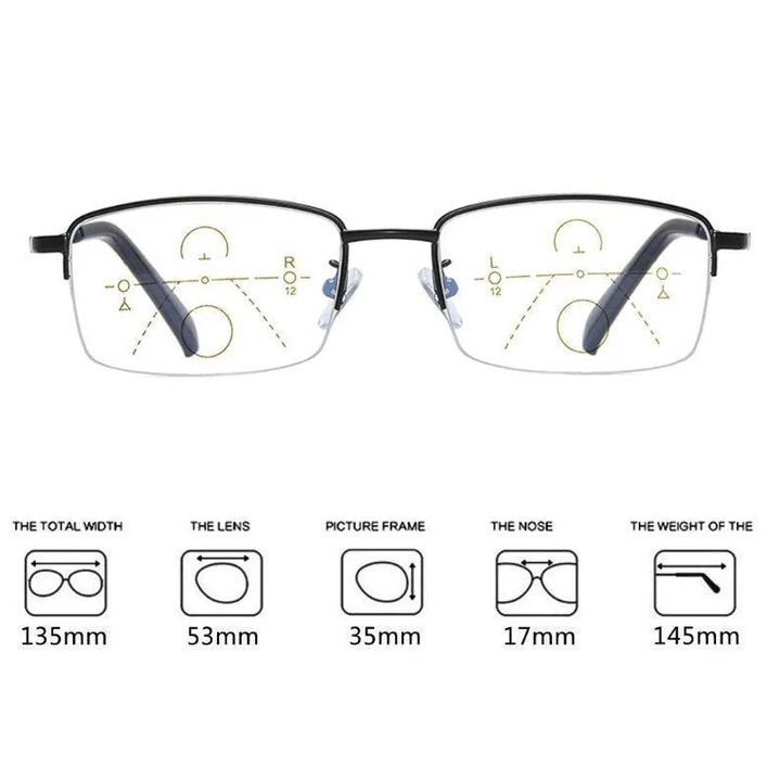 Titanium Multi-Focus Reading Glasses for Near & Distance Vision with Blue Light Filter | Thomler